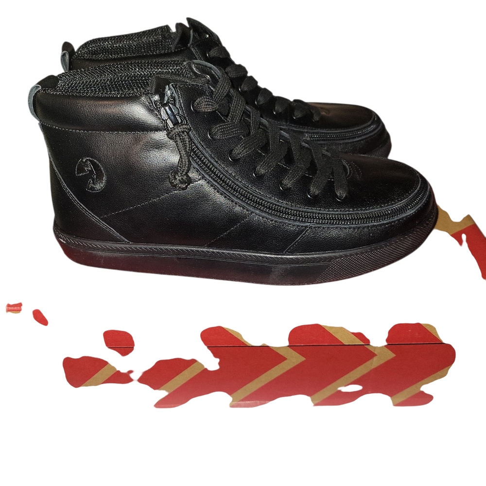 Stylish Black Leather Kids' High-Top Sneakers SZ 5W